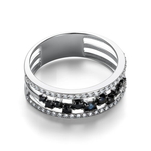 Кольцо с сапфирами и бриллиантами из белого золота 585 пробы