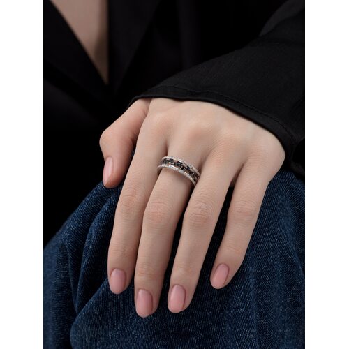 Кольцо с сапфирами и бриллиантами из белого золота 585 пробы