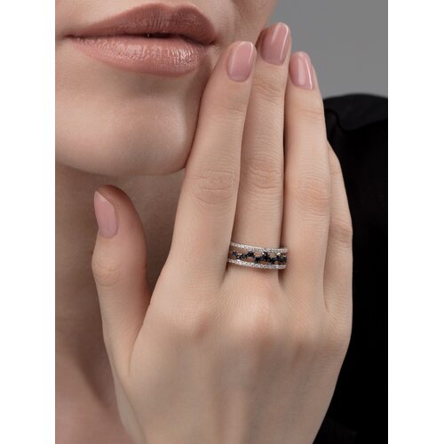 Кольцо с сапфирами и бриллиантами из белого золота 585 пробы