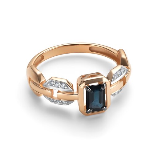 Кольцо с сапфиром и бриллиантами из золота 585 пробы