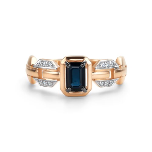 Кольцо с сапфиром и бриллиантами из золота 585 пробы