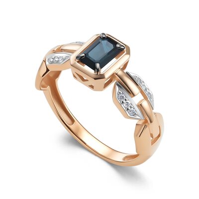 Кольцо с сапфиром и бриллиантами из золота 585 пробы