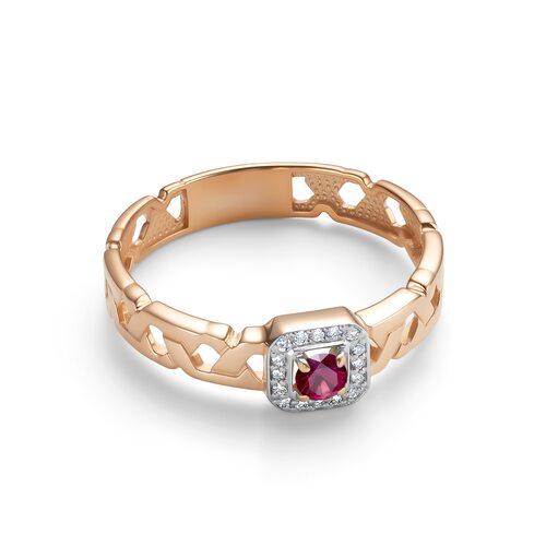 Кольцо с рубином и бриллиантами из золота 585 пробы