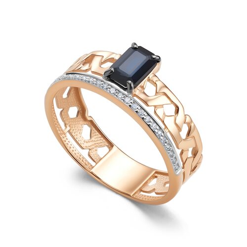 Кольцо с сапфиром и бриллиантами из золота 585 пробы