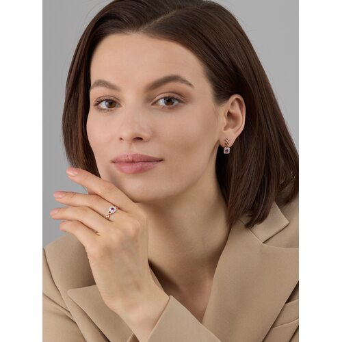 Кольцо с рубином и бриллиантами из золота 585 пробы