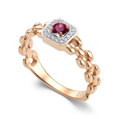 Кольцо с рубином и бриллиантами из золота 585 пробы