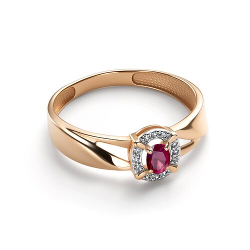 Кольцо с рубином и бриллиантами из золота 585 пробы