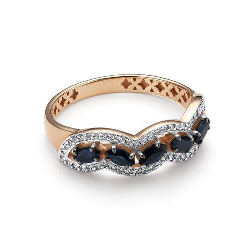 Кольцо с сапфирами и бриллиантами из золота 585 пробы