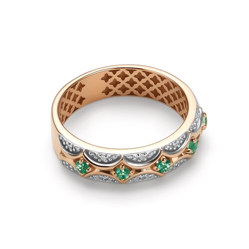 Кольцо с бриллиантами и изумрудами из золота 585 пробы