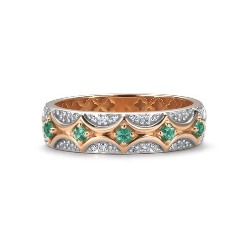 Кольцо с бриллиантами и изумрудами из золота 585 пробы