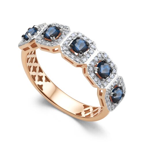 Кольцо с сапфирами и бриллиантами из золота 585 пробы