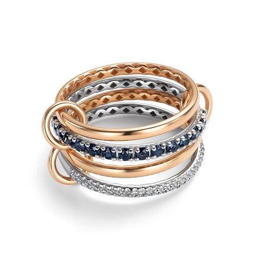 Кольцо с сапфирами и бриллиантами из золота 585 пробы