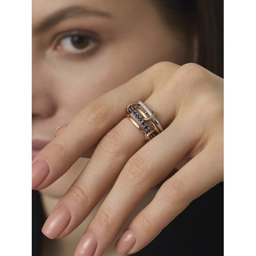 Кольцо с сапфирами и бриллиантами из золота 585 пробы