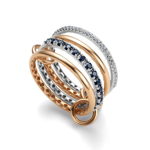 Кольцо с сапфирами и бриллиантами из золота 585 пробы