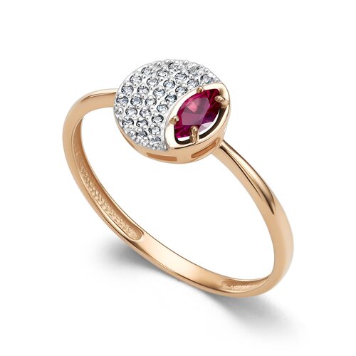 Кольцо с рубином и бриллиантами из золота 585 пробы
