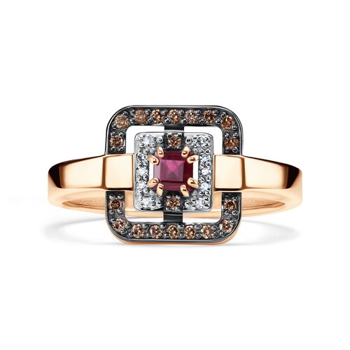 Кольцо с рубином и бриллиантами из золота 585 пробы