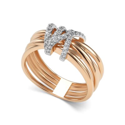 Кольцо с бриллиантами из золота 585 пробы