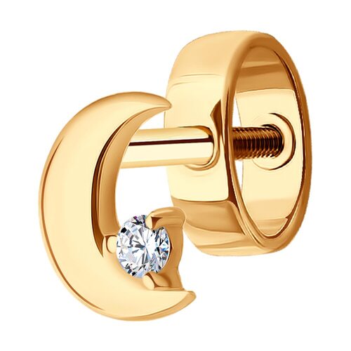 Серьга с фианитом из золота 585 пробы