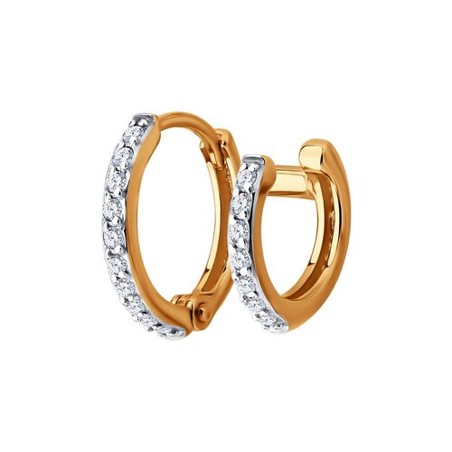 Серьга с фианитами из золота 585 пробы