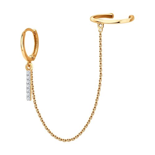 Серьга с фианитами из золота 585 пробы