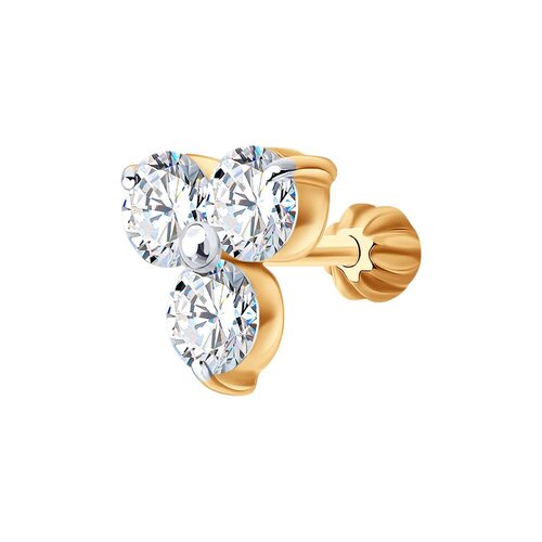 Серьга с фианитами из золота 585 пробы