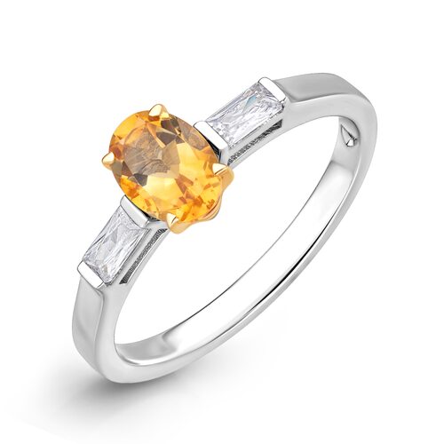 Кольцо с цитрином из золота 585 пробы