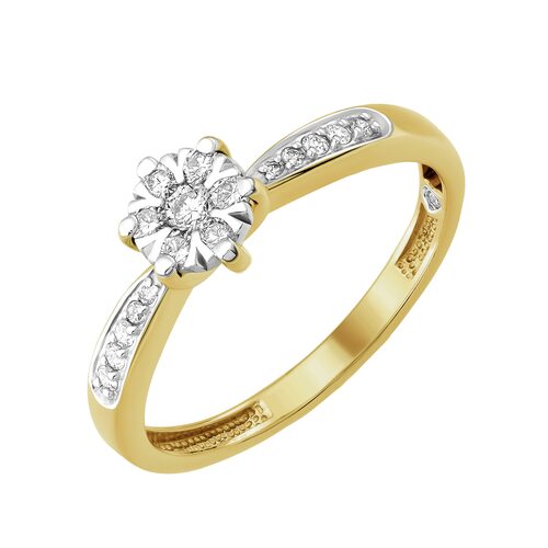 Кольцо с бриллиантами из желтого золота 585 пробы