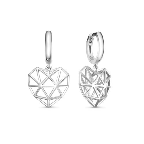 Серьги "Сердца" из серебра 925 пробы