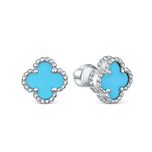 Серьги "Клевера" с бирюзой из серебра 925 пробы