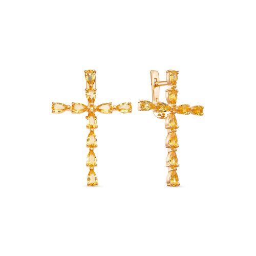 Серьги с цитринами из серебра 925 пробы