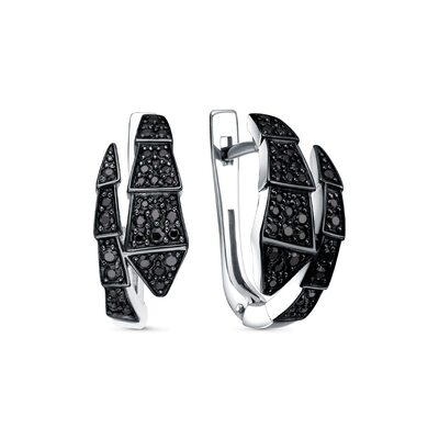 Серьги "Змеи" со шпинелью из серебра 925 пробы