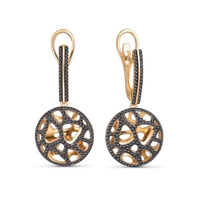 Серьги с черными бриллиантами из золота 585 пробы