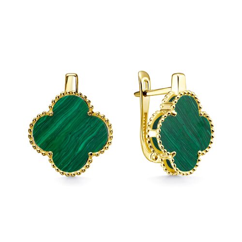 Серьги с малахитом из золота 585 пробы