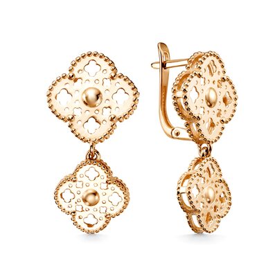 Серьги "Клевера" из золота 585 пробы