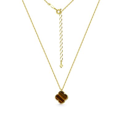 Колье с тигровым глазом из желтого золота 585 пробы