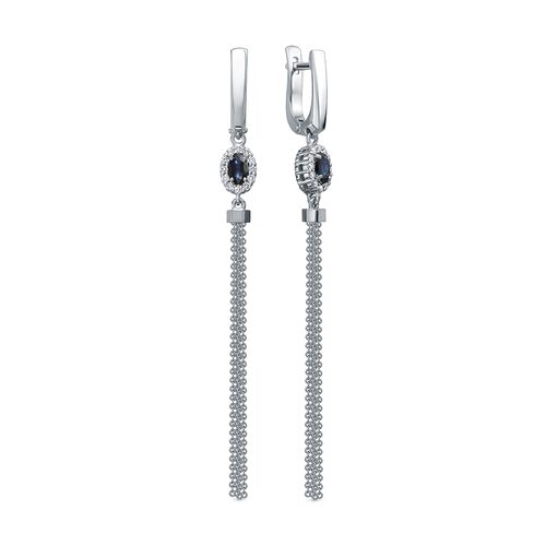 Серьги с сапфирами и бриллиантами из белого золота 585 пробы