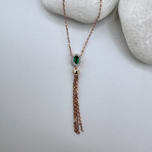 Колье с изумрудом и бриллиантами из золота 585 пробы