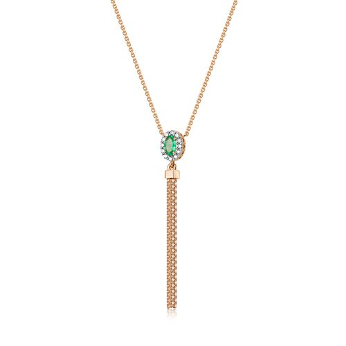 Колье с изумрудом и бриллиантами из золота 585 пробы