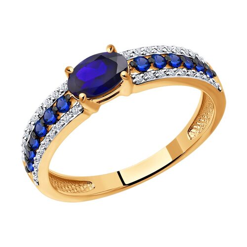 Кольцо с бриллиантами и сапфирами из золота 585 пробы