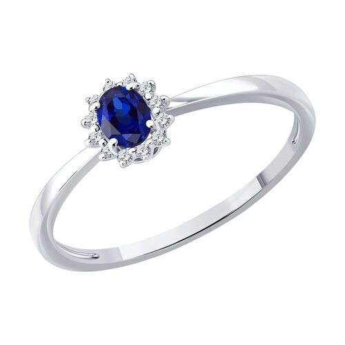 Кольцо с сапфиром и бриллиантами из золота 585 пробы