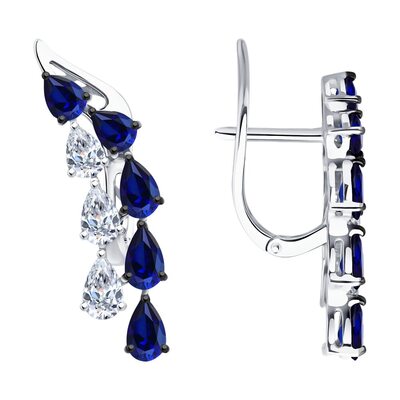 Серьги с сапфирами из белого золота 585 пробы