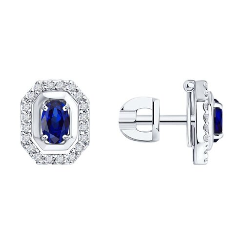 Серьги с сапфирами и бриллиантами из белого золота 585 пробы