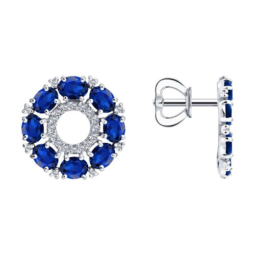 Серьги с сапфирами и бриллиантами из золота 585 пробы