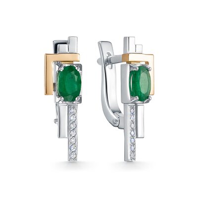 Серьги с изумрудами и бриллиантами из золота 585 пробы
