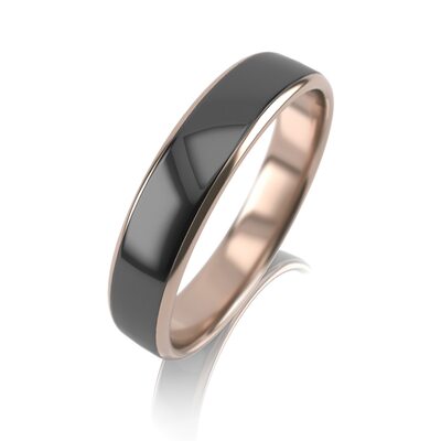 Кольцо обручальное с керамикой из золота 585 пробы