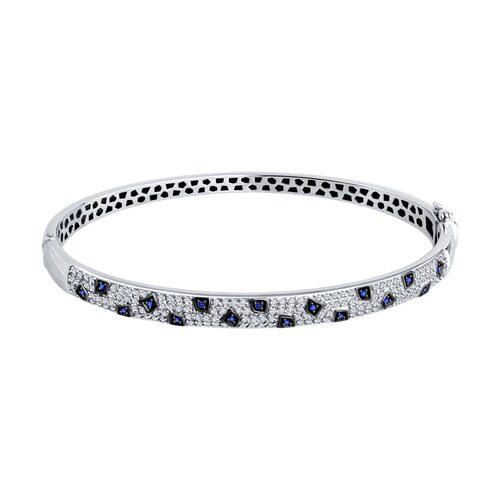 Браслет с бриллиантами и сапфирами из белого золота 585 пробы