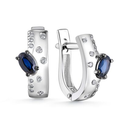 Серьги с сапфирами и бриллиантами из белого золота 585 пробы