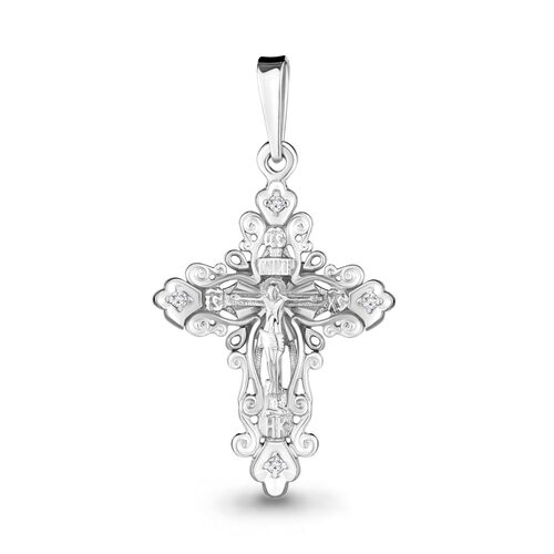 Крест православный  с фианитами из серебра 925 пробы