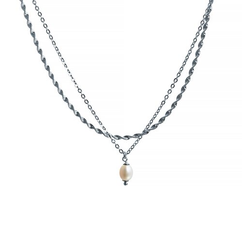 Колье с жемчугом из серебра 925 пробы