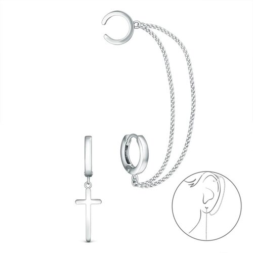 Серьги "Крест" из серебра 925 пробы